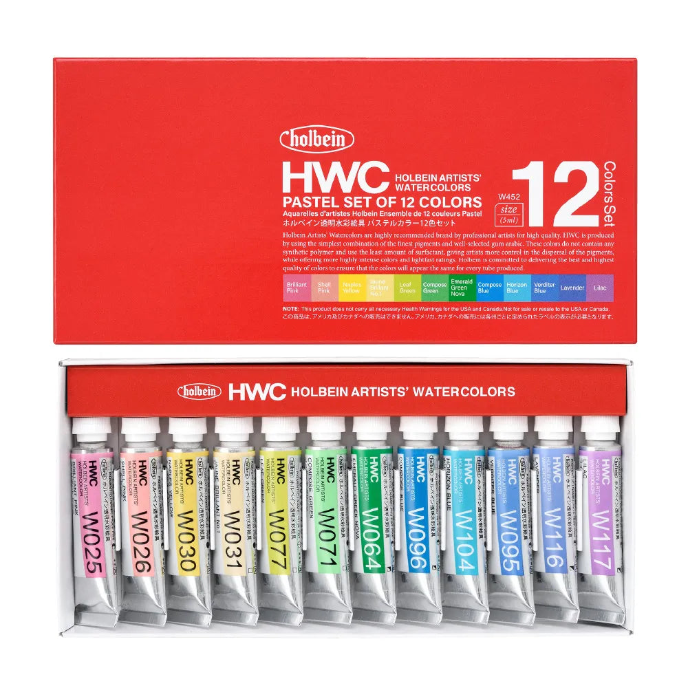 HWC透明水彩絵具5ml パステル12色セット W452【お取り寄せ商品】
