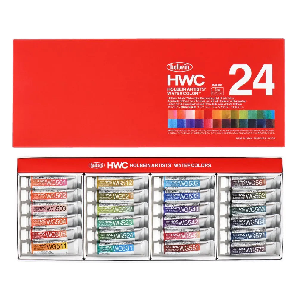 HWC透明水彩絵具5ml グラニュレーティング24色セット WG591【お取り寄せ商品】