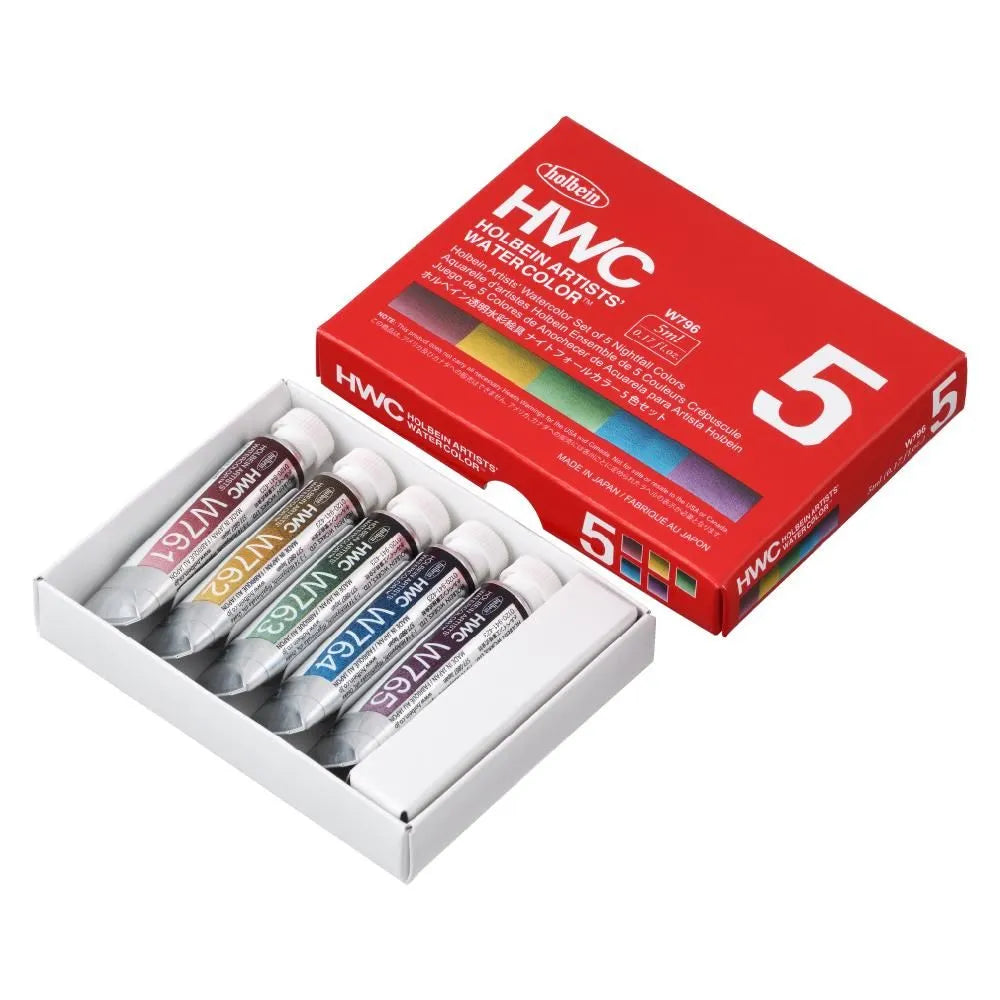 HWC透明水彩絵具5ml ナイトフォール5色セット W796【お取り寄せ商品】