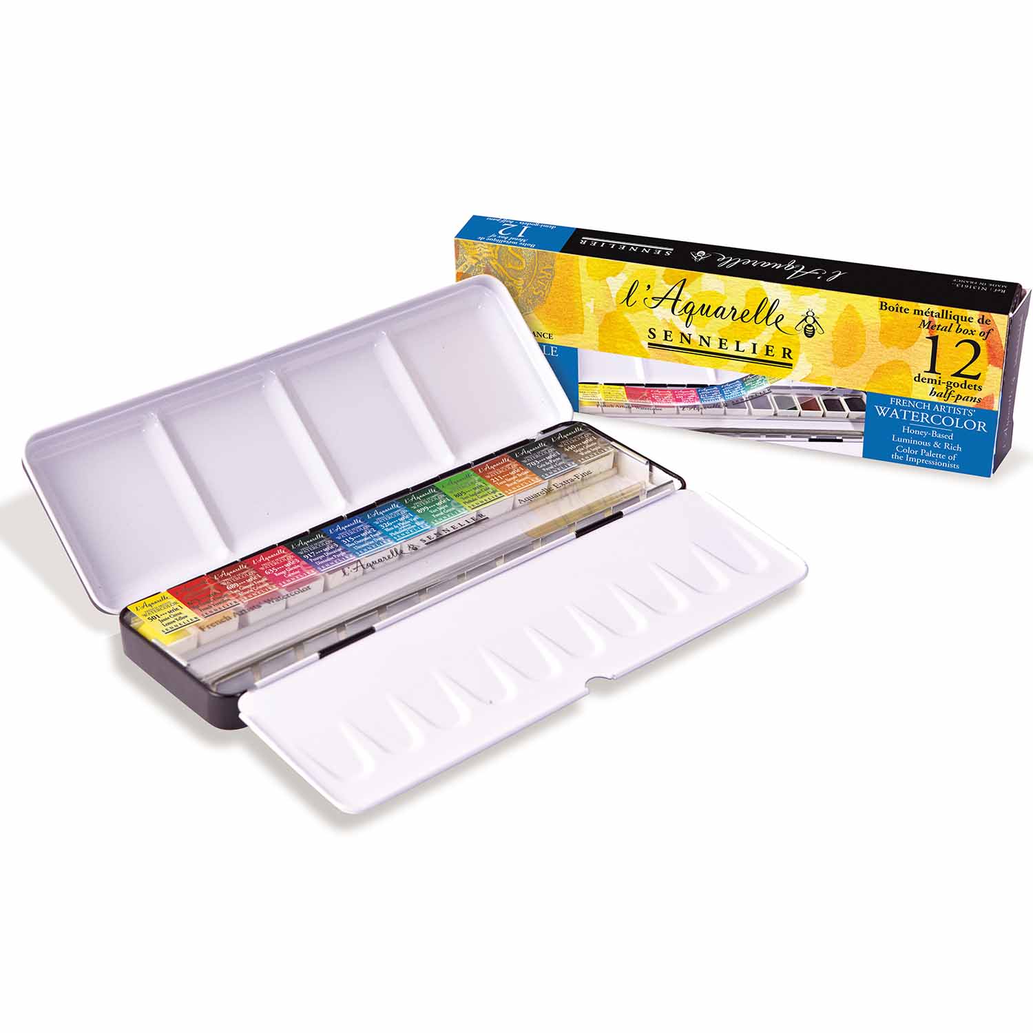 セヌリエ 透明水彩絵具 ハーフパン12色セット【お取り寄せ商品】