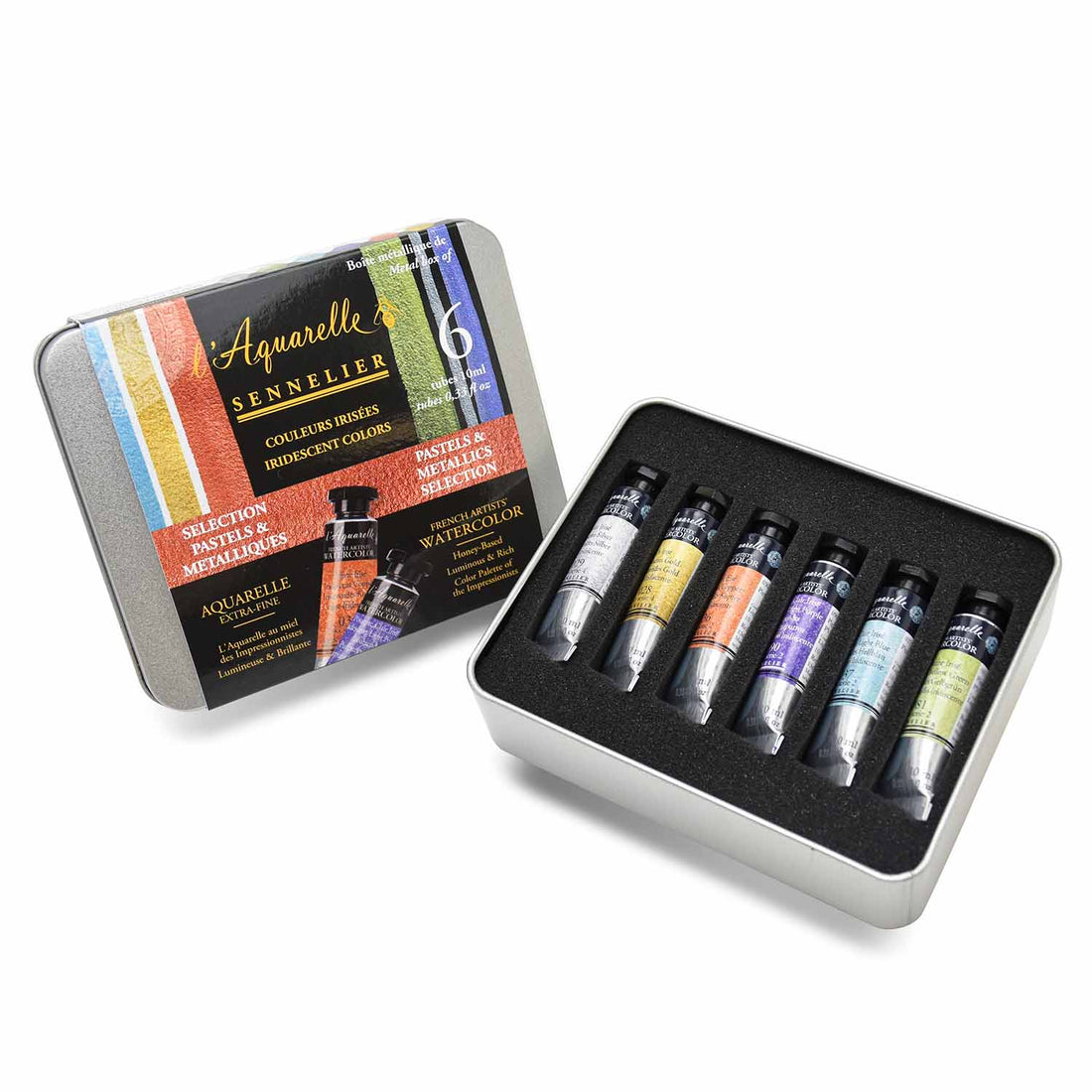セヌリエ 透明水彩絵具パステル＆メタリック6色セット【お取り寄せ商品】