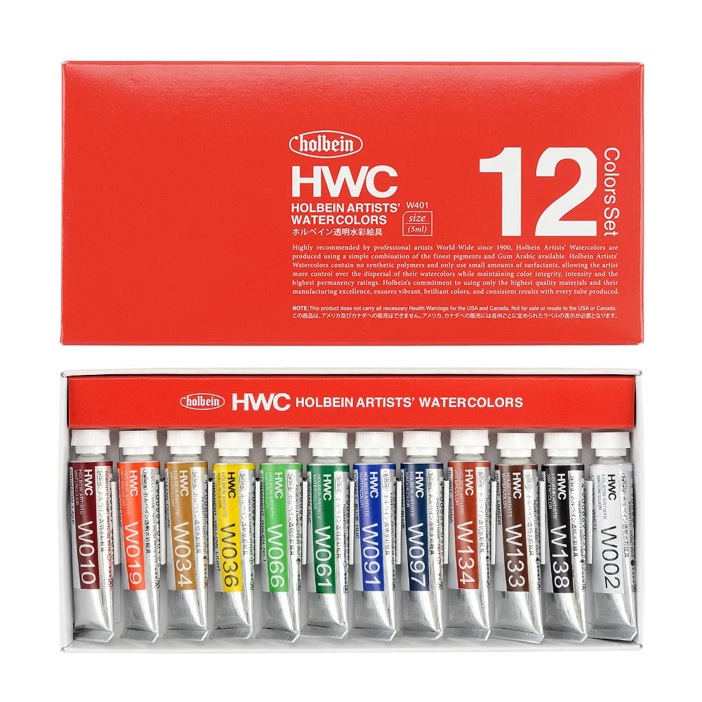 HWC透明水彩絵具5ml 12色セット W401【お取り寄せ商品】
